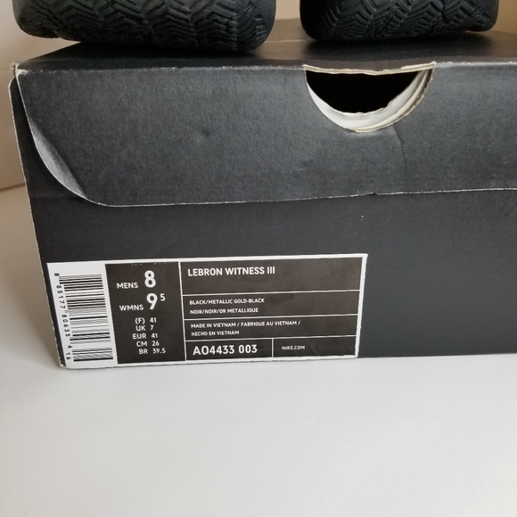 Nike Lebron Witness III Size 8 Black & Gold - Picture 9 of 10